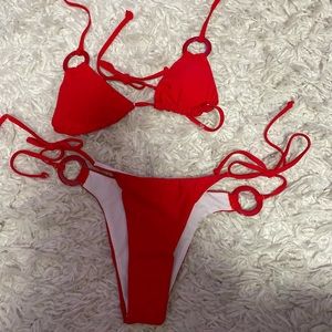 Shein micro triangle red bikini